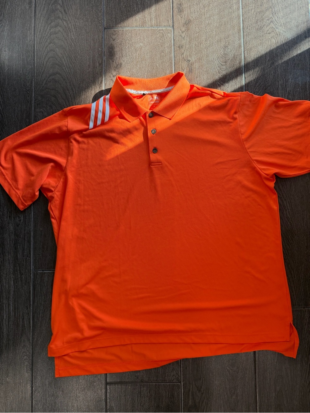 adidas Orange Short-Sleeve Polo with Three-Stripe Accent